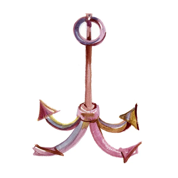 Watercolor illustration of an anchor isolated on a white background. — ストック写真