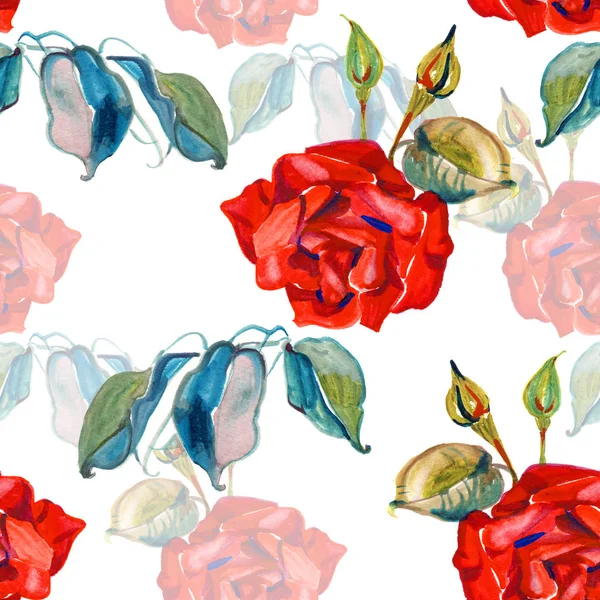 Aquarelle Élégance motif floral sans couture. Belle texture d'illustration de fleurs avec des roses — Photo