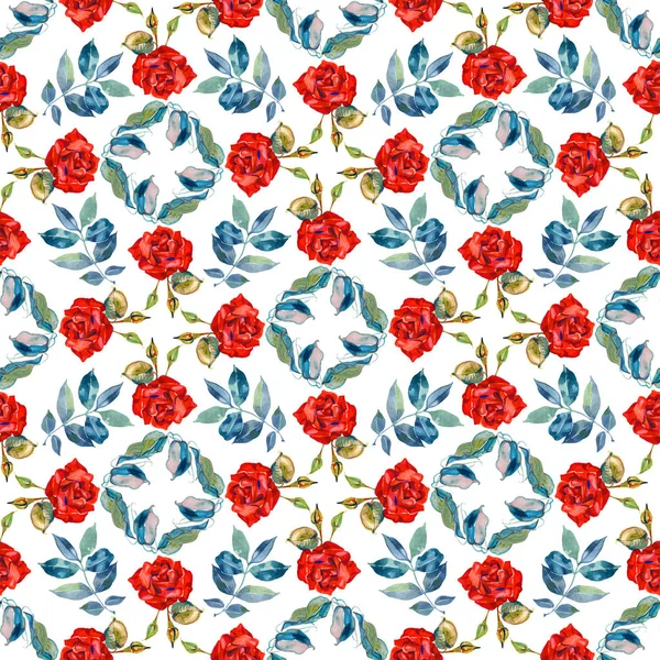 Aquarela Elegância padrão floral sem costura. Lindas flores ilustração textura com rosas — Fotografia de Stock