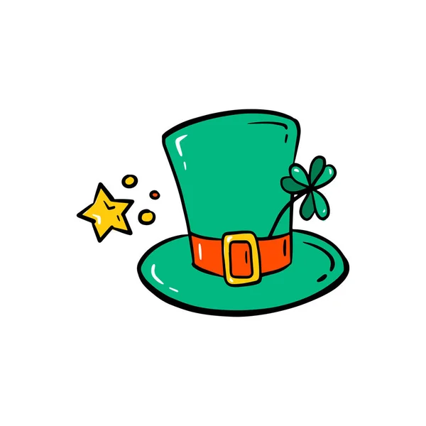 Sombrero verde de San Patricio. Vector Patrick día ilustración de dibujos animados aislados sobre fondo blanco . — Archivo Imágenes Vectoriales