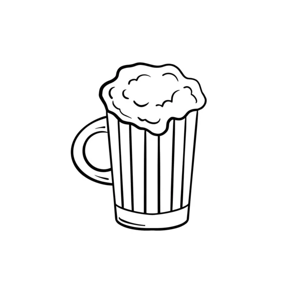 Ποτήρι μπύρας που απομονώνονται σε λευκό φόντο, χέρι-κατάρτιση. Εκλεκτής ποιότητας χαραγμένο εικονογράφηση διάνυσμα. — Διανυσματικό Αρχείο