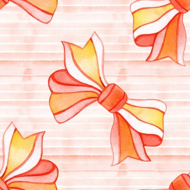 Suluboya kırmızı yaylı tatlı aşk kusursuz desen. Sevgililer Günü arkaplanı.