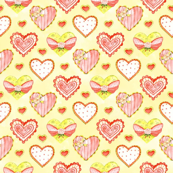 Patroon boeket hart bloemen Valentijnsdag Pasen illustratie geïsoleerde witte achtergrond textiel wenskaart — Stockfoto
