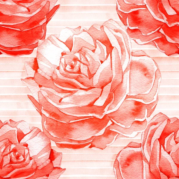 Padrão floral sem costura com rosas, fundo ilustração aquarela. — Fotografia de Stock