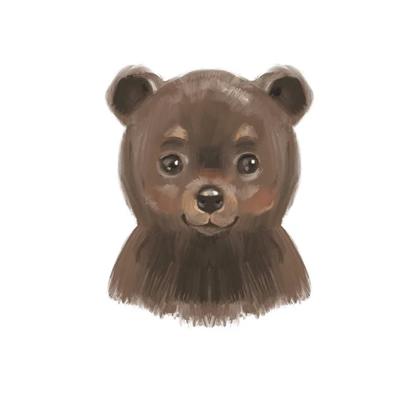 Söt tecknad Teddy björn på vit bakgrund — Stockfoto