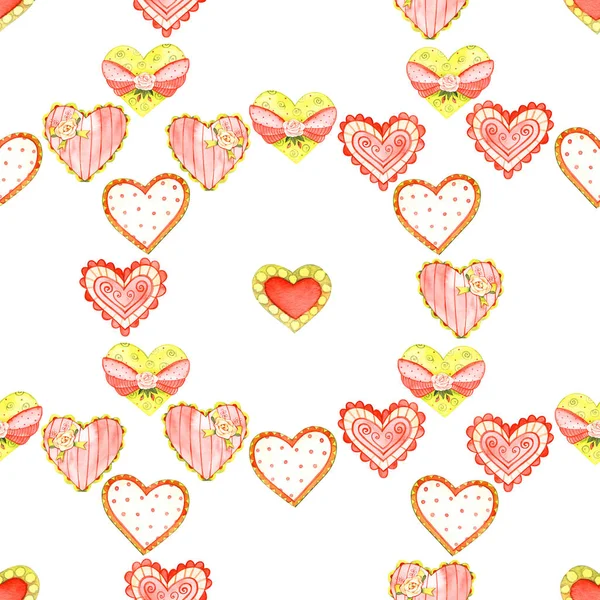 Бесшовный рисунок сердца. День святого Валентина фон иллюстрации. — стоковое фото