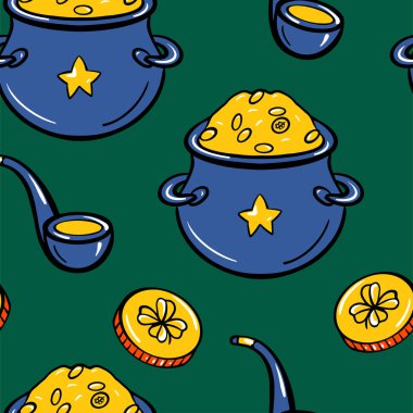 St. Patrick s gün arka planda yeşil renkler. Seamless modeli. Vektör çizim.