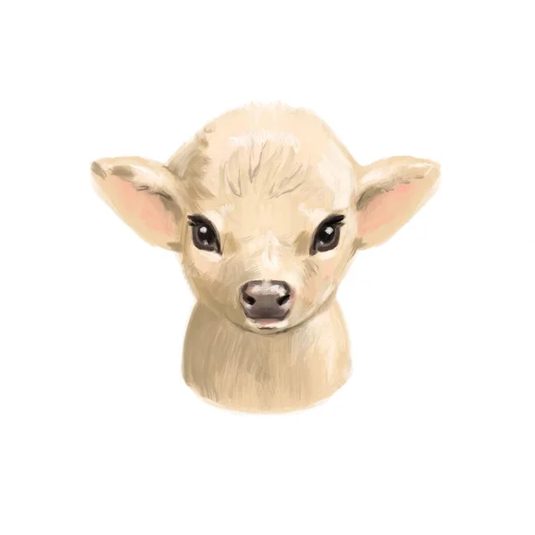 Tehén farm állat aranyos rajzfilm szarvasmarha digitális illusztráció tejtermékek házi emlős tej bika mezőgazdaság karakter. — Stock Fotó