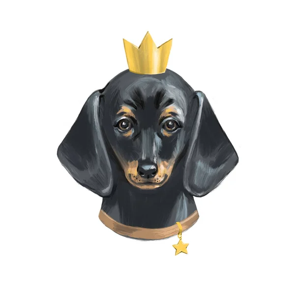 Портрет хиппи в золотой головной короне. Цифровая иллюстрация . — стоковое фото