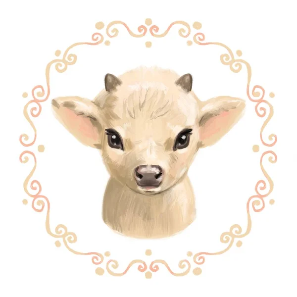 Vaca fazenda animal bonito desenho animado gado ilustração digital laticínios doméstico mamífero leite touro agricultura caráter . — Fotografia de Stock