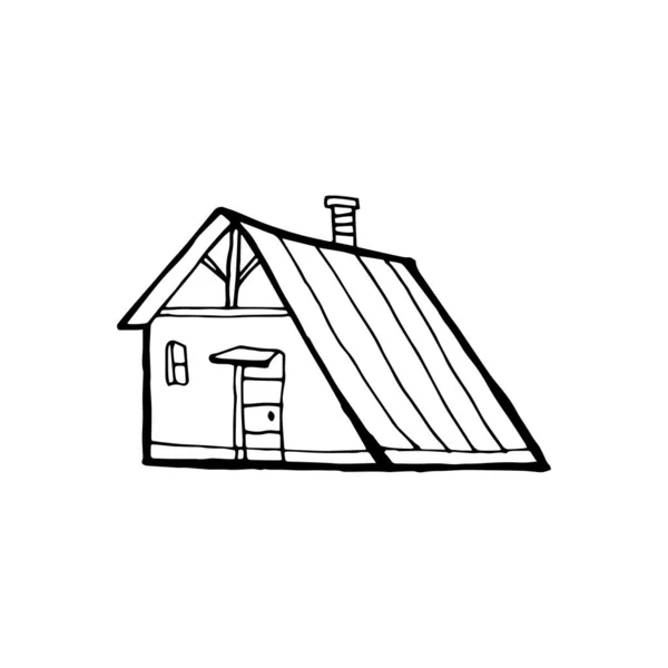 Maison en bois dans la forêt. Croquis vectoriel . — Image vectorielle