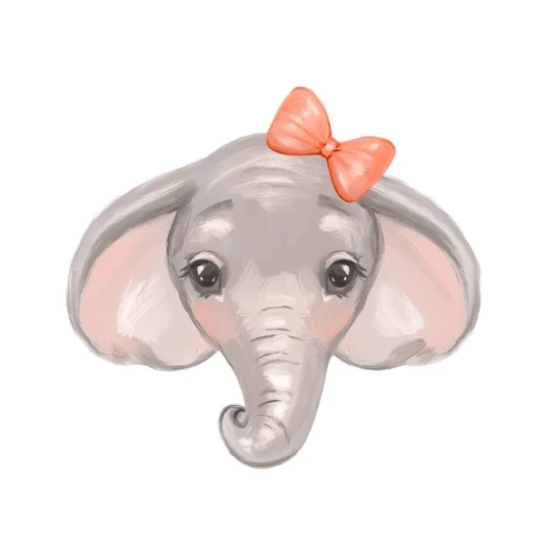 Elefante acuarela. Linda ilustración de dibujos animados, aislado sobre fondo blanco — Foto de Stock
