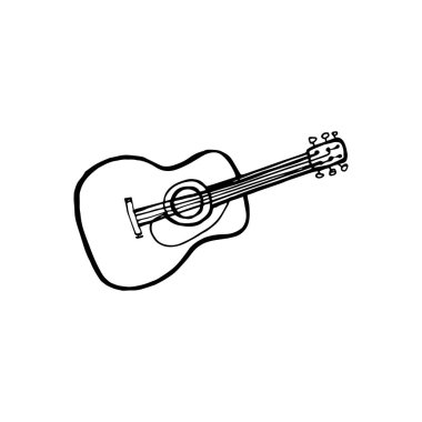 Gitar karalaması beyaz arka planda izole edilmiş. Vektör el çizimi resimleme.