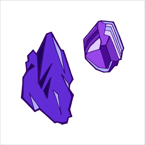 Ilustração vetorial isolada de cristal. Pedra preciosa de fantasia roxa. Energia de pedra de cura. Para website, app, interface de usuário do jogo . —  Vetores de Stock