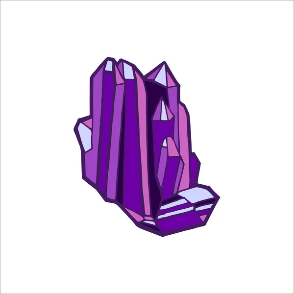 Ilustração vetorial isolada de cristal. Pedra preciosa de fantasia roxa. Energia de pedra de cura. Para website, app, interface de usuário do jogo . —  Vetores de Stock