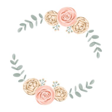 Gül çiçekli şirin bir çerçeve. Suluboya güller düğün geçmişi
