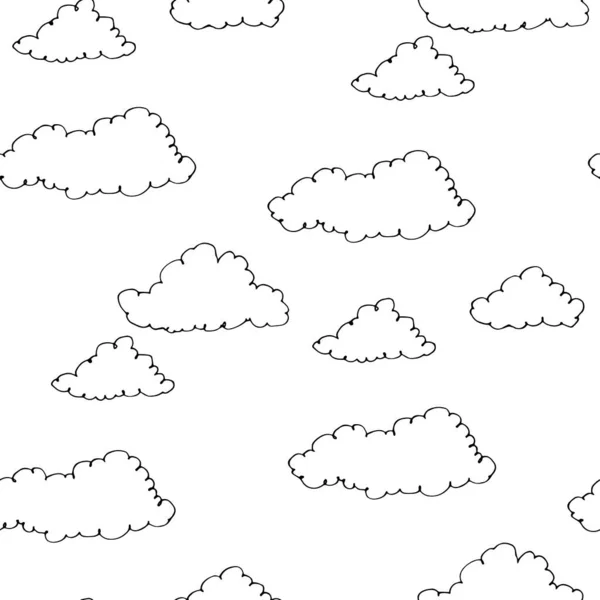 Vettore disegnato a mano ornamento nuvole modello senza soluzione di continuità — Vettoriale Stock