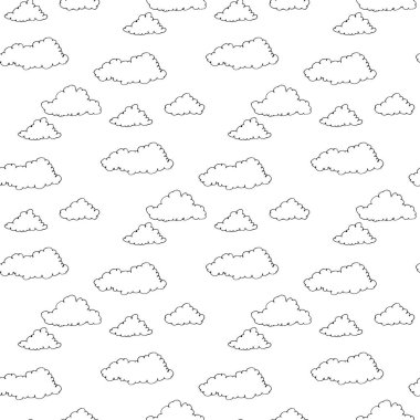 Vektör eli çizilmiş süs bulutları pürüzsüz desen