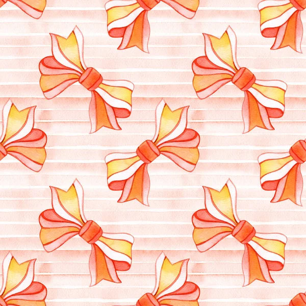 Watercolor red bow sweet love seamless pattern. Valentine Day background. — Stock Photo, Image