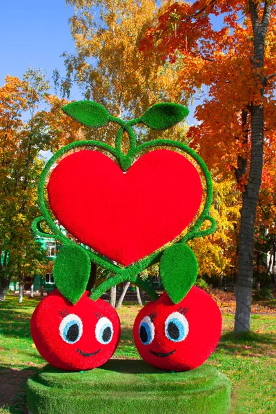 love symbol two cherries and heart