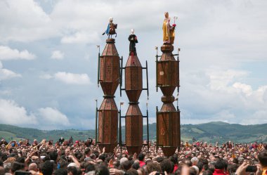 Gubbio, İtalya: 15 Mayıs 2016: Festa dei Ceri, Gubbio şehir Umbria