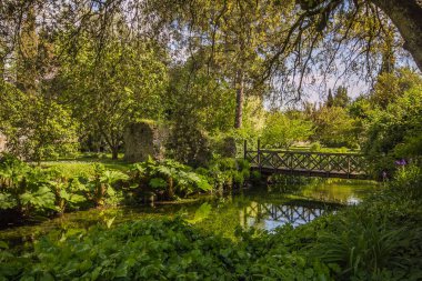 Nehri üzerinde küçük köprü ile manzara
