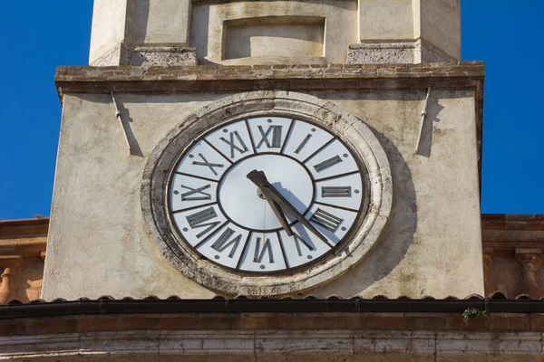 Bell tower of Massa Martana cathedral with clock Royalty Free Stock Images