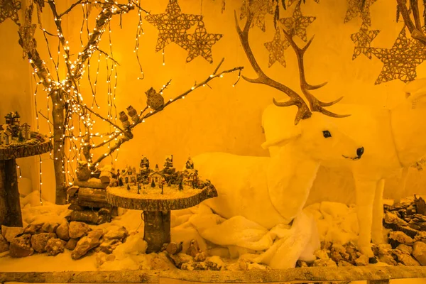 Rénszarvas és a karácsonyfa fények — Stock Fotó