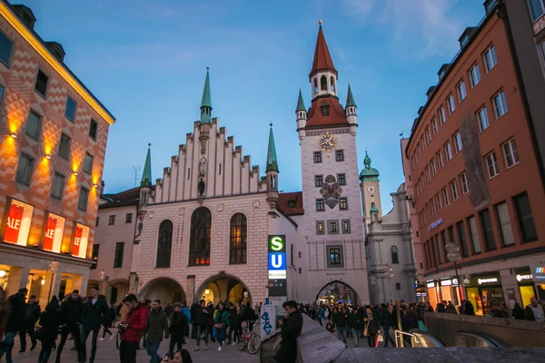 Munich Alemanha Janeiro 2018 Edifício Câmara Municipal Velha Altes Rathaus — Fotografia de Stock