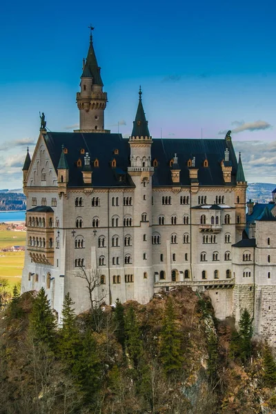 Vue Imprenable Sur Château Neuschwanstein Palais Néoroman Xixe Siècle Construit — Photo