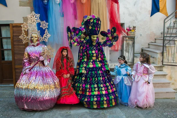 Castiglion Fibocchi Italy January 2018 Carnival Sons Bocco Two Masks — Stock Photo, Image