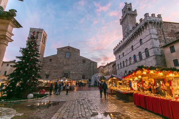 Montepulciano Itália Novembro 2019 Vista Piazza Grande Com Árvore Natal — Fotografia de Stock