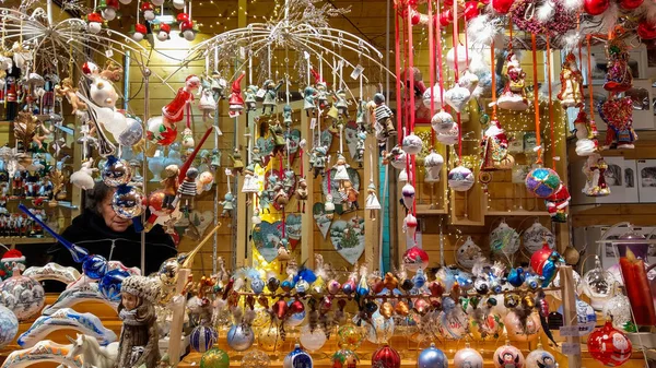 Mulhouse Francia Noviembre 2019 Detalle Del Tradicional Mercado Navidad Ciudad — Foto de Stock