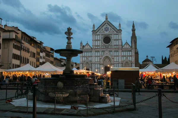 Florença Itália Dezembro 2019 Mercado Natal Centro Florença Luzes Mercado — Fotografia de Stock