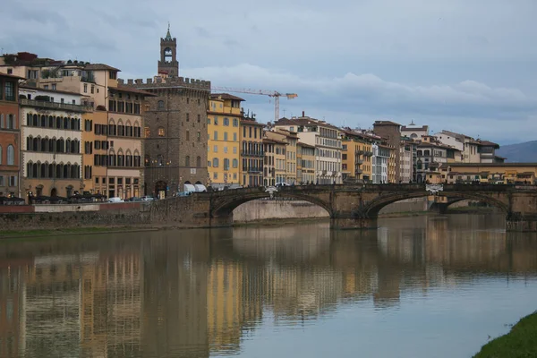Florença Itália Dezembro 2019 Vista Inverno Famosa Ponte Vecchio Uma — Fotografia de Stock