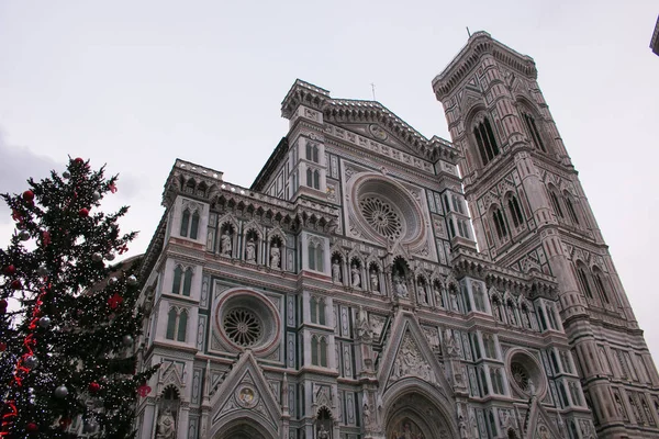 Vista Catedral Santa Maria Del Fiore Árvore Natal Centro Histórico — Fotografia de Stock