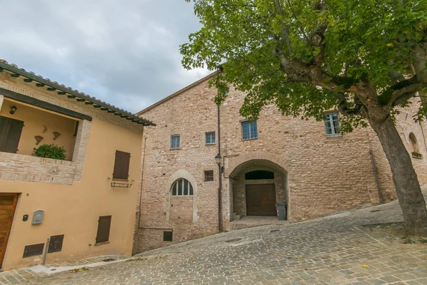 Veduta Urbana Nocera Umbria Piccolo Borgo Medievale Pietra Sulla Collina — Foto Stock