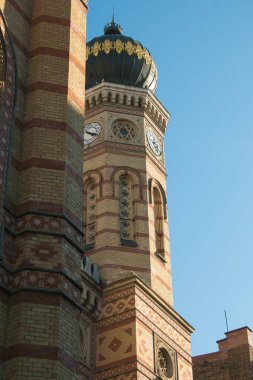 Budapest Hungary, Exterior shot of Dohany Street Synagogue, a historical building in Erzsebetvaros, the 7th district of Budapest, Hungary. It is the largest synagogue in Europe.