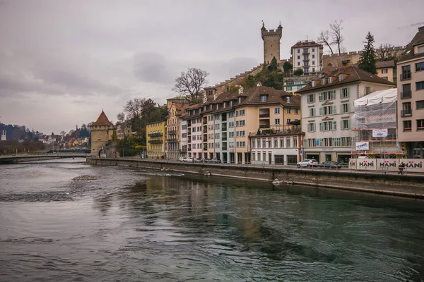 Lucerne Switzerland December 2019 Πανοραμική Θέα Της Πόλης Lucerne Στην — Φωτογραφία Αρχείου