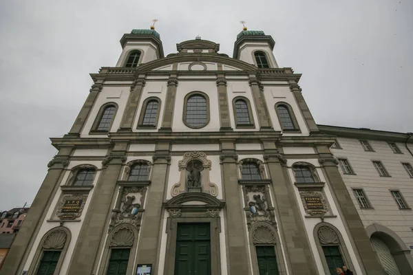 Lucerne Suíça Dezembro 2019 Fachada Igreja Jesuíta São Francisco Xavier — Fotografia de Stock