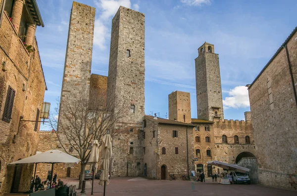 San Gimignano Ιταλία Φεβρουαρίου 2020 Άποψη Παλαιών Πύργων Στο Ιστορικό — Φωτογραφία Αρχείου
