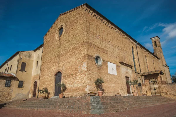 Uitzicht Kerk Het Plein Van Agustin San Gimignano Toscane Italië — Stockfoto