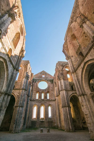 Chiusdino Itália Fevereiro 2020 Vista Interior Icônica Abadia San Galgano — Fotografia de Stock