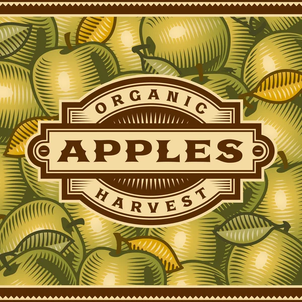 Retro elma hasat etiket — Stok Vektör