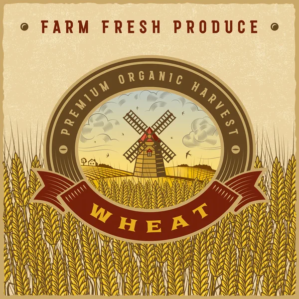 Vintage colorful wheat harvest label — ストックベクタ