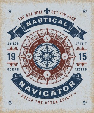 Vintage deniz Navigator tipografi