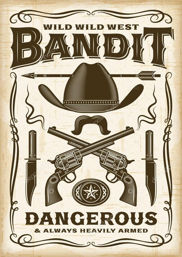 Vintage Wild West Bandit Poster