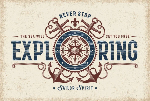 Vintage Never Stop Exploring Typography — Stock Vector