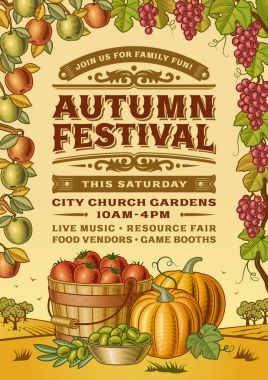 Vintage Autumn Festival Poster clipart