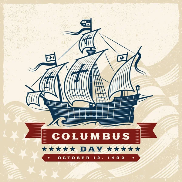 Vintage Columbus Day Label — Stock vektor